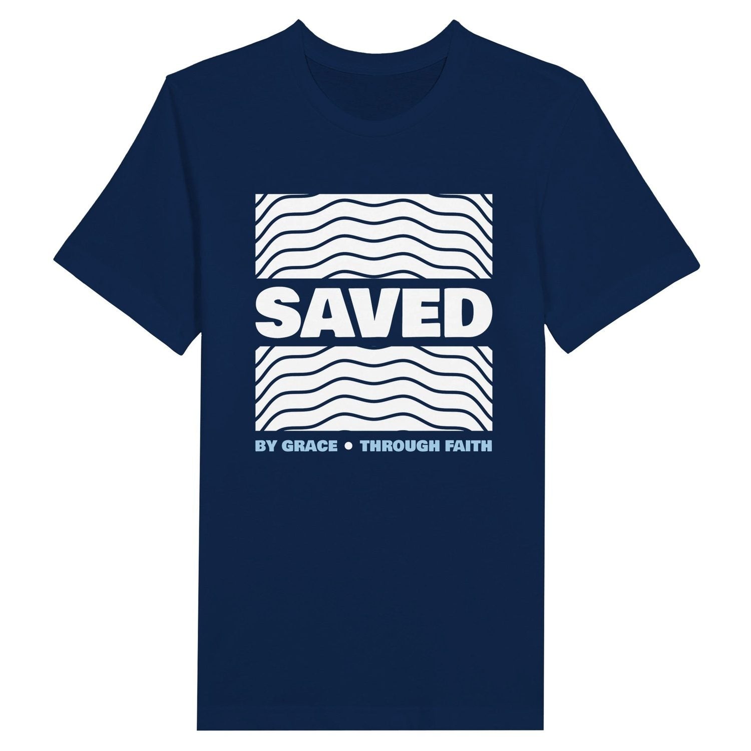 An image of Saved (By Grace Through Faith) | Premium Unisex Christian T-shirt available at 3rd Day Christian Clothing UK