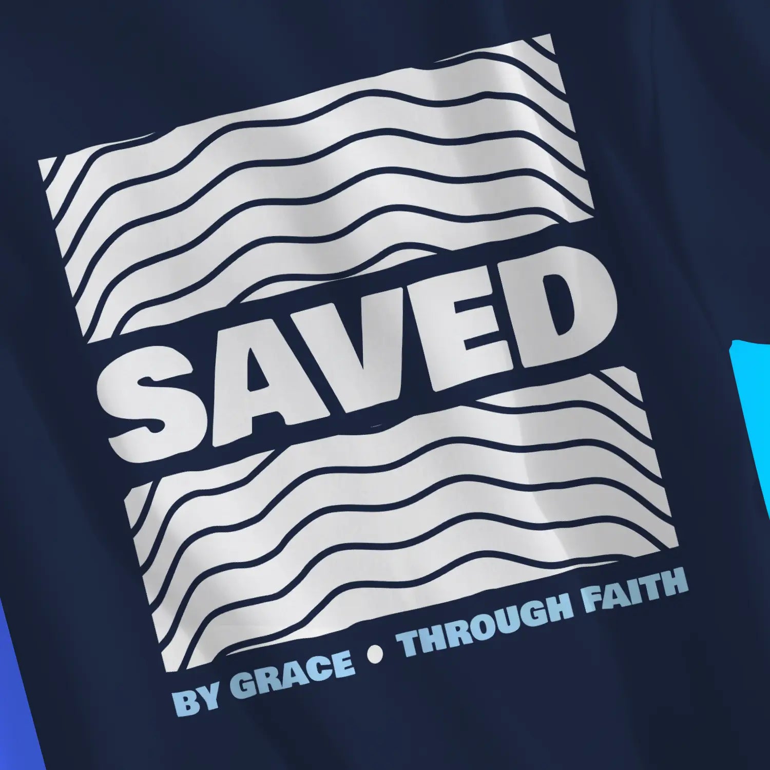 An image of Saved (By Grace Through Faith) | Premium Unisex Christian T-shirt available at 3rd Day Christian Clothing UK